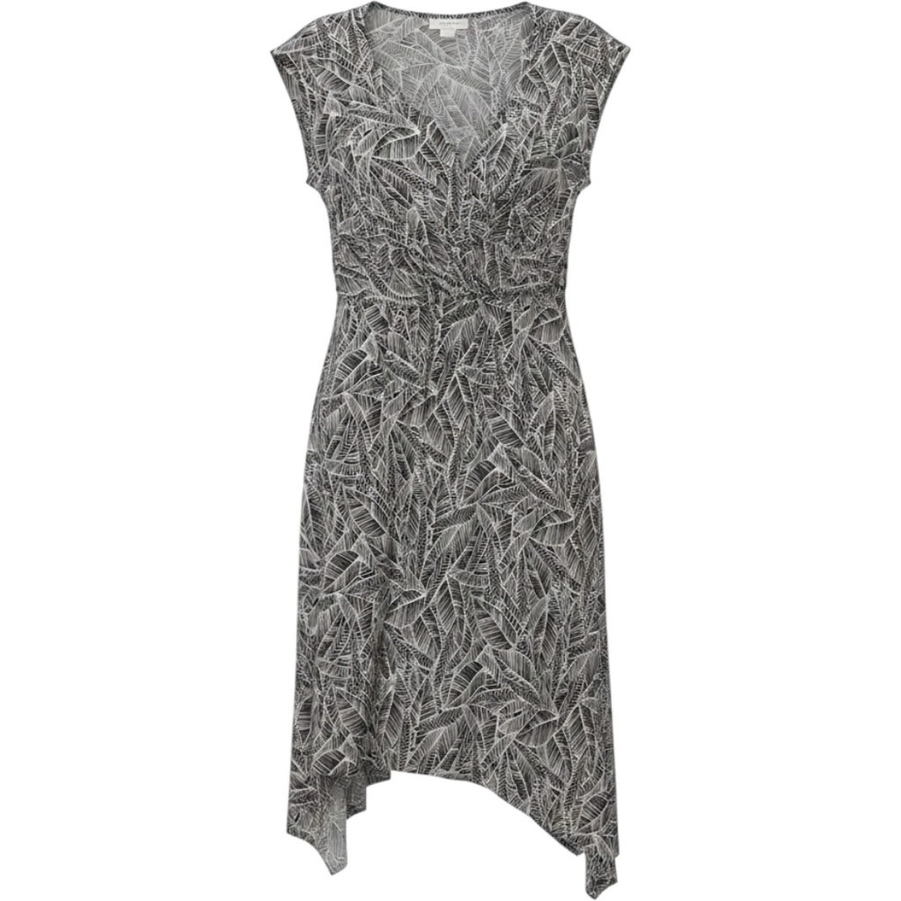Motherhood Maternity Black White Leaf Print Sharkbite Hem Tie Waist Dress Medium